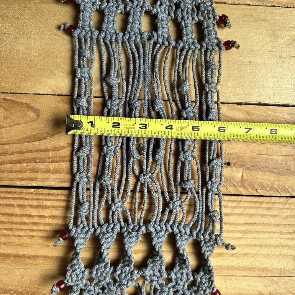 Macrame Wall Hanging Room Home Decor Woven Boho Chic Wall Home Art Red Beads